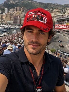 Monaco Grand Prix Racing Hat Red Embroidered Formula 1 Style Cap Motor Sports